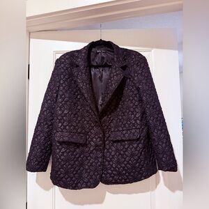 SHEIN Black Textured Floral Oversized Blazer, women’s small